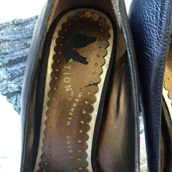 Kenneth Cole Reaction Leather Heels Peep Toe Brown Platform Size 8 - Picture 8 of 10